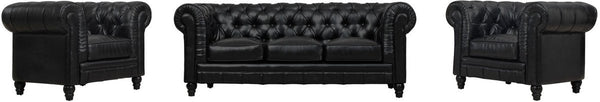 Zahara Black Leather Club Chair