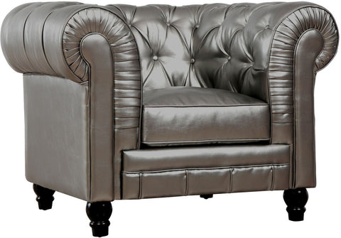 Zahara Silver Leather Club Chair - Heaven's Gate Home & Garden