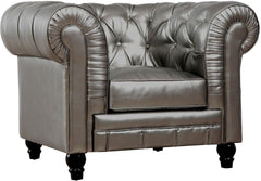 Zahara Silver Leather Club Chair