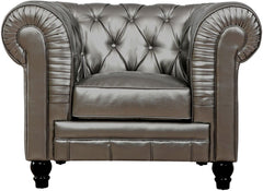 Zahara Silver Leather Club Chair