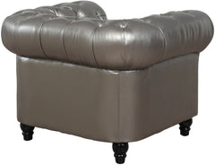 Zahara Silver Leather Club Chair