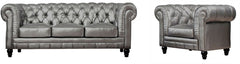 Zahara Silver Leather Club Chair