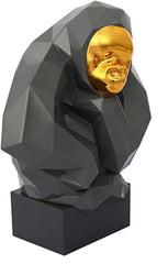 Pondering Ape Sculpture - Grey and Gold