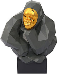 Pondering Ape Sculpture - Grey and Gold