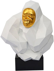 Pondering Ape Sculpture - White and Gold