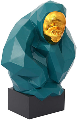 Pondering Ape Sculpture - Green and Gold - Heaven's Gate Home & Garden