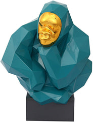 Pondering Ape Sculpture - Green and Gold