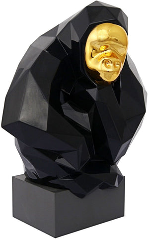 Pondering Ape Sculpture - Black and Gold - Heaven's Gate Home & Garden