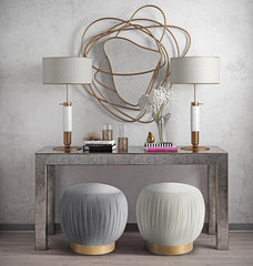 Tulip Grey Velvet Ottoman