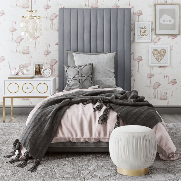 Tulip Cream Velvet Ottoman