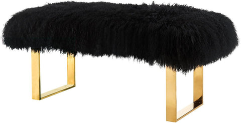 Sherpa Black Sheepskin Bench - Heaven's Gate Home & Garden