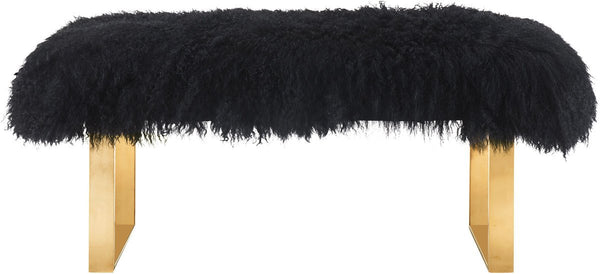 Sherpa Black Sheepskin Bench