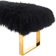 Sherpa Black Sheepskin Bench
