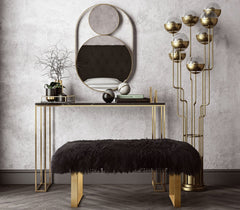 Sherpa Black Sheepskin Bench