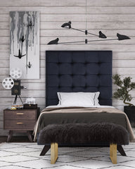 Sherpa Black Sheepskin Bench