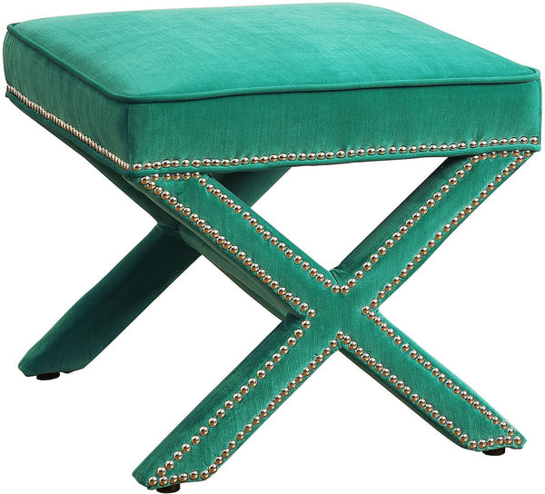 Reese Green Velvet Ottoman
