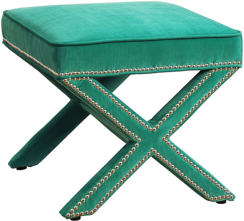 Reese Green Velvet Ottoman - Heaven's Gate Home & Garden