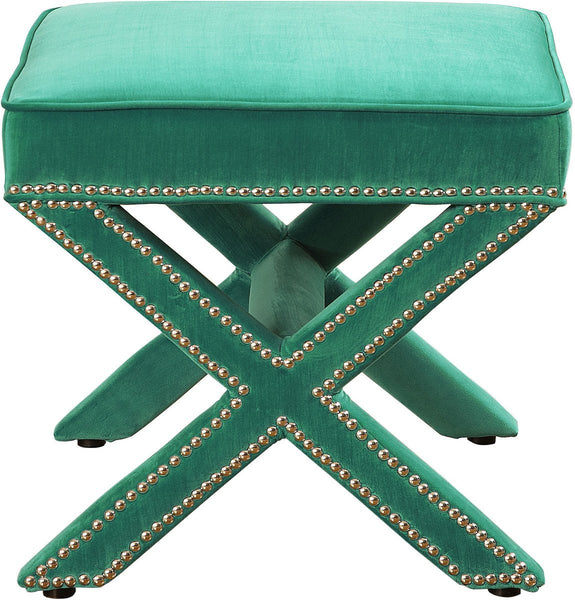 Reese Green Velvet Ottoman