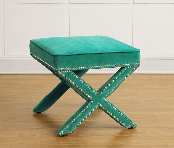 Reese Green Velvet Ottoman