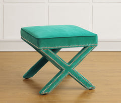 Reese Green Velvet Ottoman