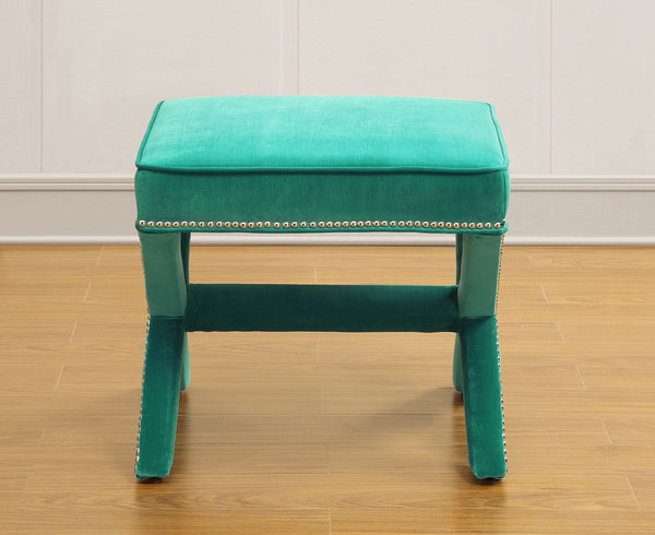 Reese Green Velvet Ottoman