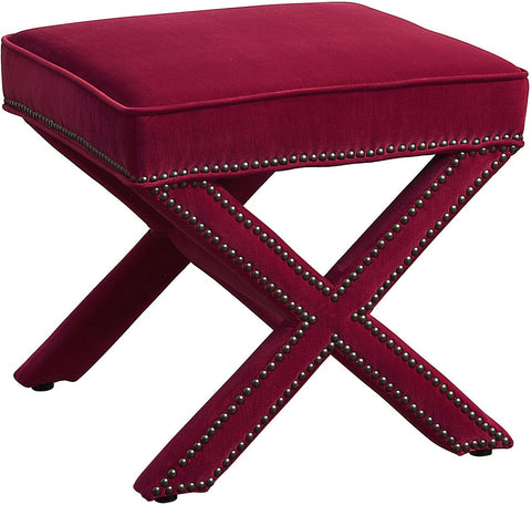 Reese Pink Velvet Ottoman - Heaven's Gate Home & Garden