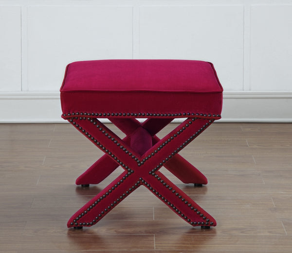 Reese Pink Velvet Ottoman