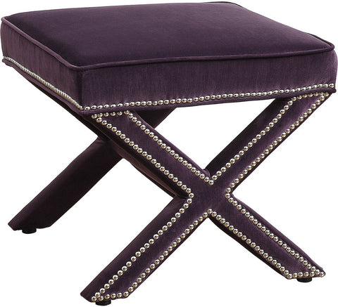 Reese Purple Velvet Ottoman - Heaven's Gate Home & Garden