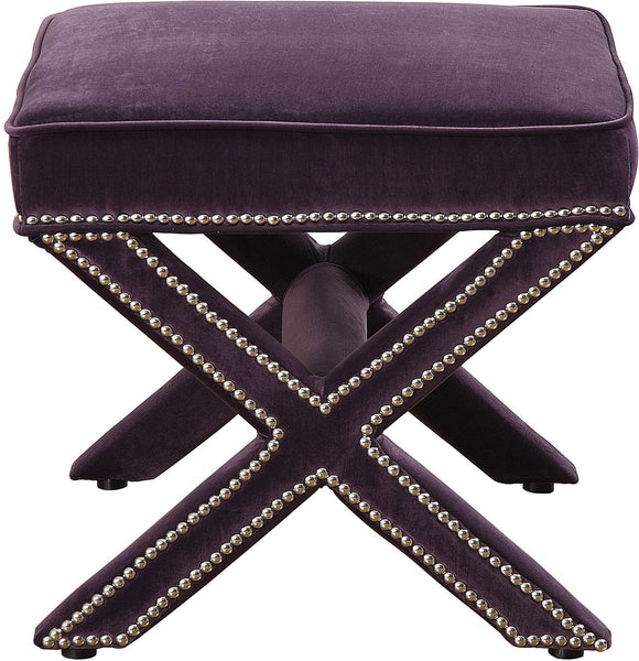 Reese Purple Velvet Ottoman