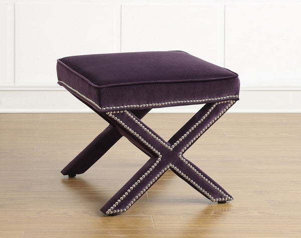 Reese Purple Velvet Ottoman