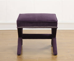Reese Purple Velvet Ottoman
