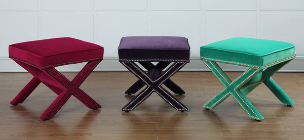 Reese Purple Velvet Ottoman