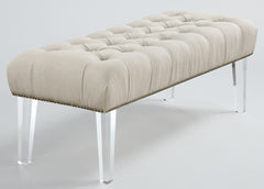 Stella Beige Linen Lucite Bench