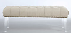 Stella Beige Linen Lucite Bench