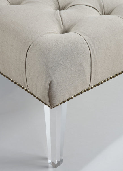 Stella Beige Linen Lucite Bench