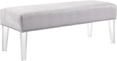 Stella Silver Croc Velvet Acrylic Bench - Heaven's Gate Home & Garden