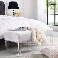 Stella Silver Croc Velvet Acrylic Bench
