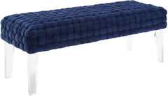 Sal Woven Navy Velvet Bench