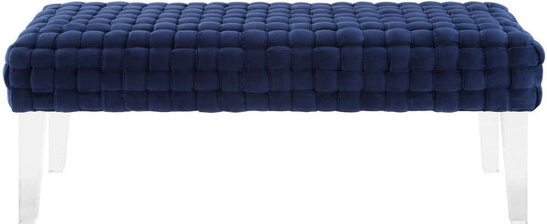 Sal Woven Navy Velvet Bench