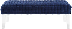 Sal Woven Navy Velvet Bench