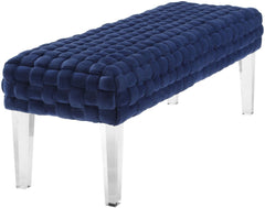 Sal Woven Navy Velvet Bench