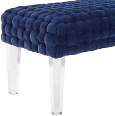 Sal Woven Navy Velvet Bench