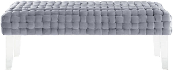 Sal Woven Grey Velvet Bench