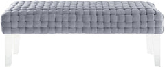 Sal Woven Grey Velvet Bench
