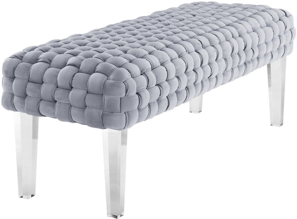 Sal Woven Grey Velvet Bench