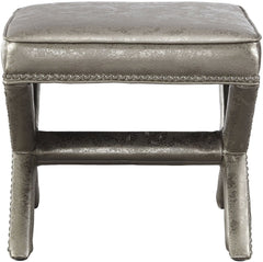 Reese Metallic Silver Ottoman