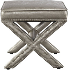 Reese Metallic Silver Ottoman