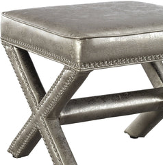 Reese Metallic Silver Ottoman