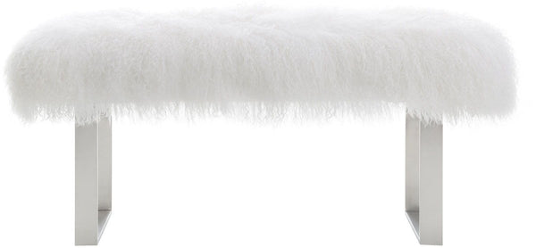 Sherpa Sheepskin Bench with Silver Base