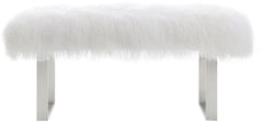 Sherpa Sheepskin Bench with Silver Base